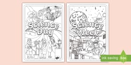 Science Unit Page Colouring, Science Book Cover - Twinkl