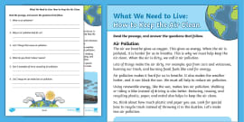 What We Need to Live - Menu (teacher made) - Twinkl