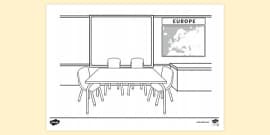 FREE! - Classroom with Tables Colouring | Colouring Sheets