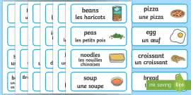 FREE! - French Food Vocabulary Flashcards - Matching Cards Activity