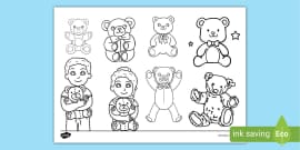 Teddy Bear Themed Doodle Colouring Pages - Twinkl - KS1