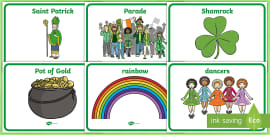 St. Patrick's Day Vocabulary Cards | ELA | Twinkl