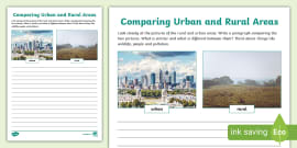 Rural and Urban Venn Diagram Worksheet, Rural, Urban