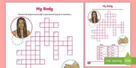 Body Parts Differentiated Word Search - Indonesian - Twinkl
