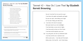 Gcse Elizabeth Barrett Browning And How Do I Love Thee Poet Study Pack