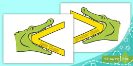 Inequality Signs Crocodile Posters | Maths KS1 Resources