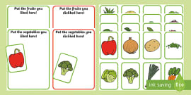 healthy eating vegetables and fruits sorting activity