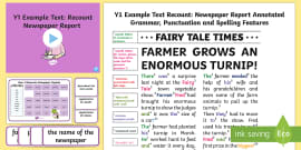 Y2 Recounts Newspaper Report Model Example Text Ks1