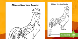 Chinese New Year Rooster Coloring Page | Chinese New Year