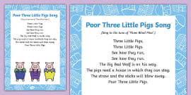 The Three Little Pigs Nursery Rhyme Lyrics Sheets | Twinkl
