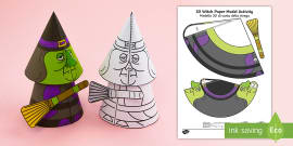 Halloween 3D Witch Activity | Teaching Resources - Twinkl