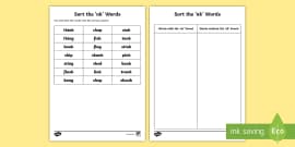 Roll and Colour 'ng' and 'nk' Sounds Worksheet - Roll and Colour Initial