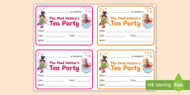 Mad Hatters Tea Party Colouring Sheets (teacher made)