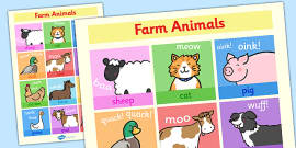 Farm Onomatopoeia Word Cards (teacher made)