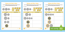 money and place value differentiated worksheet worksheet