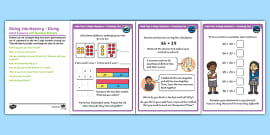 Adding 2 Two-Digit Numbers, Bridging Through Ten Worksheet / Worksheet