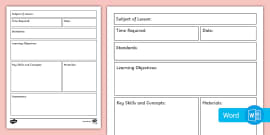 FREE Editable Lesson Plan Template for Teachers | Twinkl USA