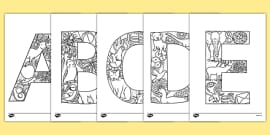 lowercase alphabet themed mindfulness colouring sheets