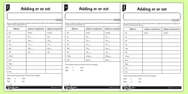 Er Or Est Suffix Worksheet English Resource Twinkl