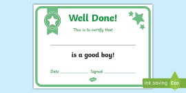 Good Girl Award Certificates (teacher made) - Twinkl