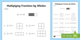 multiplying fractions by whole numbers differentiated worksheet multiplying fractions by whole numbers with visual support worksheet