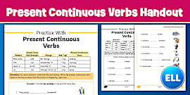 ESL Present Continuous Exercises | ESL Worksheet | Twinkl