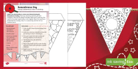 Remembrance Day Bunting – 'We Will Remember' Poppy Flags, Armed Forces Tribute, Vintage Military Decor, 1-5m Length