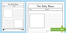 News Article Blank Sheets For Writing