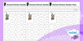 year 6 written division 2 decimal places worksheet twinkl