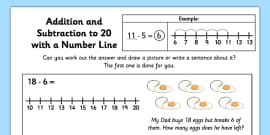 addition up to 12 number line worksheets