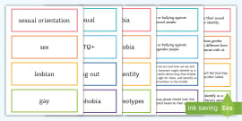 LGBTQ+ Definition Matching Cards (teacher Made) - Twinkl