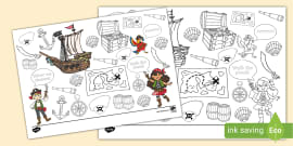 Pirate Words Colouring Sheets (teacher made) - Twinkl