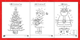 Dot to Dot Christmas Colouring Pages - Numbers Up to 50