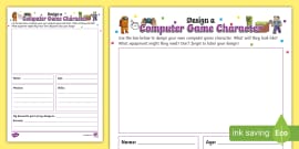 Create a Video Game Character Worksheet / Worksheet - Twinkl