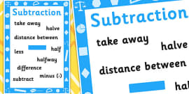 Subtraction Vocabulary Poster (teacher made)