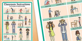 Classroom Instructions Display Posters Portuguese Translation