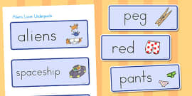 Word Cards To Support Teaching On Aliens Love Underpants Word Cards To Support Teaching On Aliens Love Underpants