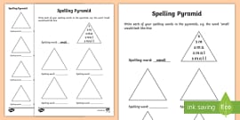 Pyramid Spelling Worksheet Primary English Resources