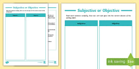 Subjective Language vs Objective Language (teacher made)