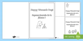 Women's Day Card Templates Colouring Pages English/Mandarin Chinese