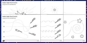 Bonfire Night Colouring Sheets Fireworks Primary Art