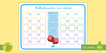 Multiplicación con dados Juego - multiplicar, cálculo, por, dado, contar, juego, mates, matemáticas, matemático, multiplicación,