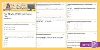 Year 4 SPAG GL Style Practice Paper