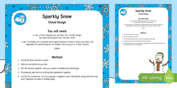 Sparkly Snow Cloud Dough Recipe - sparkly snow, cloud dough, recipe