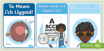 Posteri Chwarae Rôl Optegydd - welsh, opticians, role-play, posters, display