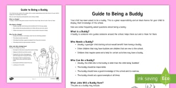 Guide to Being a Buddy Parent and Carer Information Sheet - responsibilities, roles, respoct, jobs, transition, bump up,Scottish