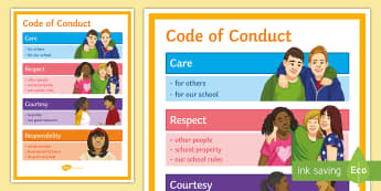 Code of Conduct A4 Display Poster - Code of conduct, behaviour, care, courtesy, polite, manners, poster 