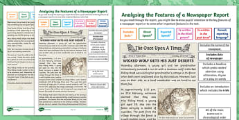 Newspaper Report Example Features Of A Newspaper