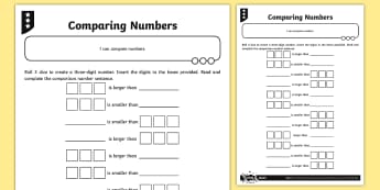 comparing and ordering whole numbers up to 1000 worksheet