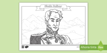 Simón Bolivar dibujo para colorear | Twinkl